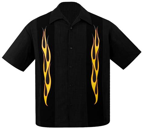 flame button up bowling shirt.